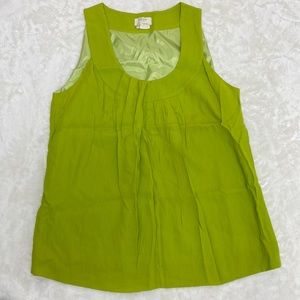 Kate Spade Chartreuse green Chiffon Sleeveless Blouse size Small Good condition
